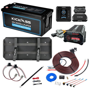 KickAss ProductsKickAss 12V 200Ah Lithium Essentials Dual Battery Kit with 40A DCDC Charger, Shunt, Tray & WiringKA200BASECORELIONDBKIT