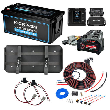 KickAss ProductsKickAss 12V 200Ah Lithium Essentials Dual Battery Kit with 40A DCDC Charger, Shunt, Tray & WiringKA200BASECORELIONDBKIT