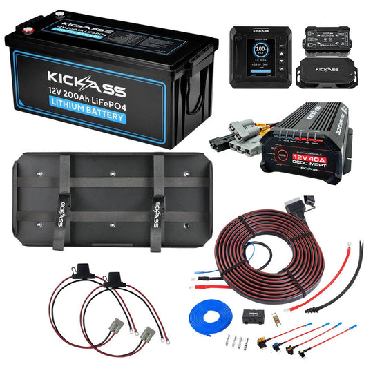 KickAss ProductsKickAss 12V 200Ah Lithium Essentials Dual Battery Kit with 40A DCDC Charger, Shunt, Tray & WiringKA200BASECORELIONDBKIT