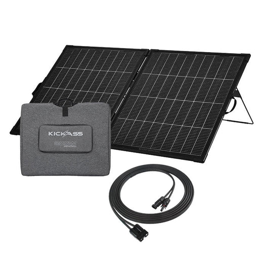 KickAss 12V 200W Bi Facial Portable Solar Panel + Extension Cable Bundle