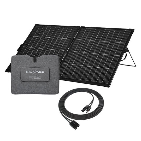 KickAss ProductsKickAss 12V 200W Bi Facial Portable Solar Panel + Extension Cable BundleKA-200WSOL-5MEXT