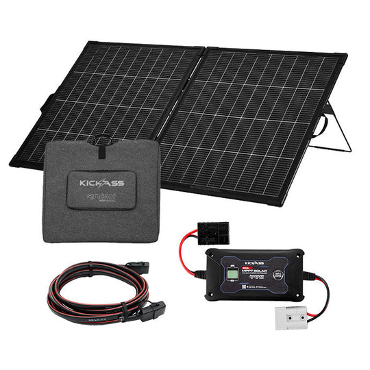 KickAss ProductsKickAss 12V 200W Portable Folding Bi Facial Solar Panel Bundle with Smart MPPT Controller & Extension Lead - 200W Total CapacityKA-200WSOL-MPPT-EXT
