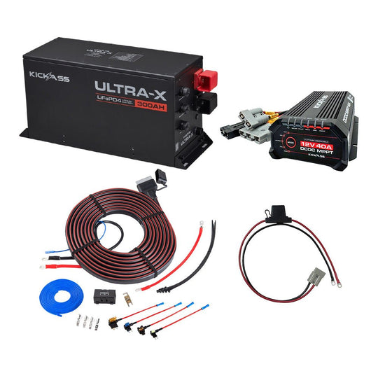 KickAss ProductsKickAss 12V 300Ah Smart Lithium Essentials Dual Battery Kit with DCDC Charger & Wiring KitKA-12300UXG2-DCDC40-WIRING