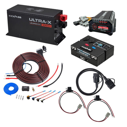KickAss ProductsKickAss 12V 300Ah Ultra-X Lithium Dual Battery Premium Kit with DCDC, Control Box & WiringKA-12300UXG2LIT-DCDC-PREM