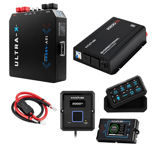 KickAss ProductsKickAss 12V 460Ah Lithium Complete Dual Battery Kit with 3200W Inverter-Charger, 60A DCDC Charger & PanelKA-460AHLIT-COMP-INV-DCDC