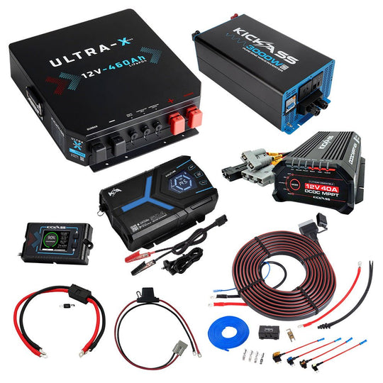 KickAss ProductsKickAss 12V 460Ah Ultra - X Deep Cycle Lithium Battery Bundle with 3000W Inverter, 50A Charger & 40A DCDC Charger - 460Ah Total CapacityKA-460AHLIT-INV3000-CHG50-DCDC40
