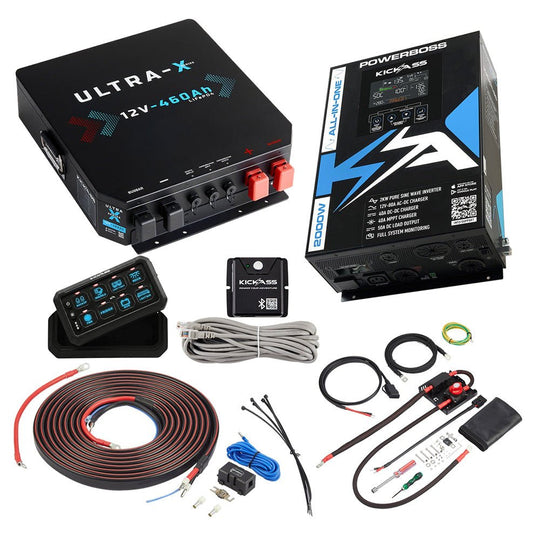 KickAss ProductsKickAss 12V 460Ah Ultra - X Deep Cycle Lithium Battery Bundle with PowerBoss, Connections Kit and Wireless Switch PanelKA-460AHLIT-POWERBOSS-CONN-WIRING