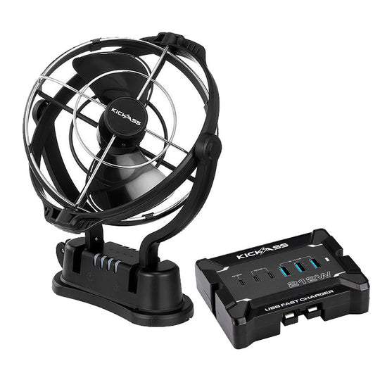 KickAss ProductsKickAss 12V Anderson To USB Fast Charger + 12/24V 360° Caravan Fan BundleKABUN-KAFC12V212W-KA12VCABFAN