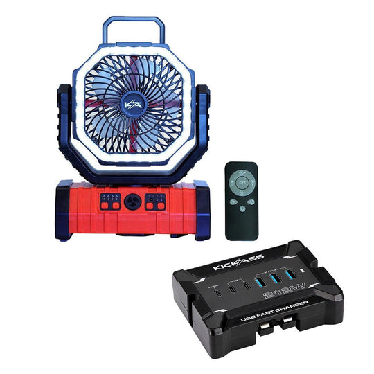 KickAss ProductsKickAss 12V Anderson To USB Fast Charger + Fan with LED Light & Power Bank BundleKABUN-KAFC12V212W-KA5VCAMPFAN
