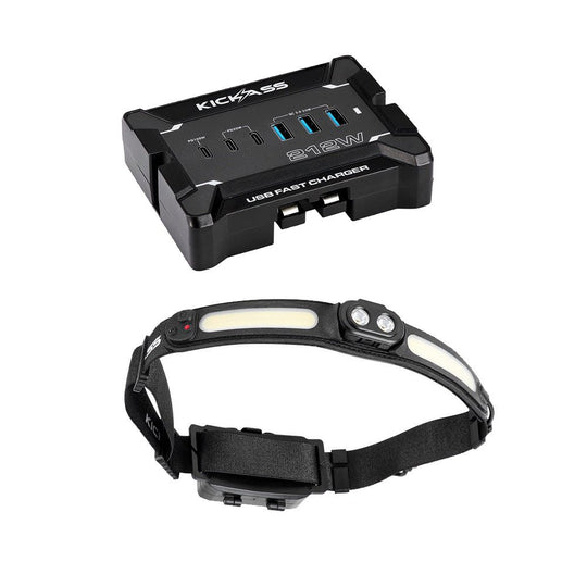 KickAss ProductsKickAss 12V Anderson To USB Fast Charger + Premium Rechargeable 3 - In - 1 Head Torch BundleKABUN-FC-HDT