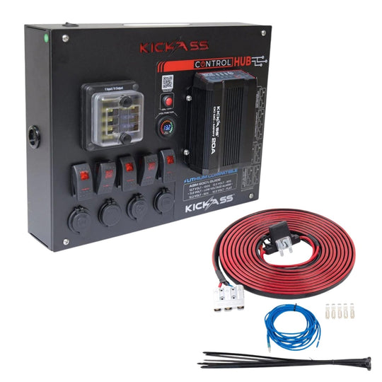 KickAss ProductsKickAss 12V Control Hub With 20A DCDC Charger + Wiring Kit Bundle