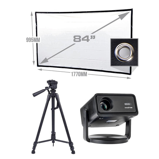 KickAss ProductsKickAss 12V FHD Outdoor Cinema Smart Projector Bundle with 84" Projector Screen and TripodKAODCP-SMART-ELS84-TRIPOD-BUNDLE