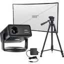 KickAss ProductsKickAss 12V FHD Outdoor Cinema Smart Projector Bundle with AC to DC Adapter, Tripod and 100" Eyelet Projector ScreenKAODCP-SMARTADAPT-TRI100
