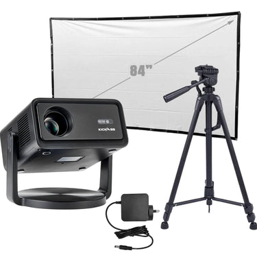 KickAss ProductsKickAss 12V FHD Outdoor Cinema Smart Projector Bundle with AC to DC Adapter, Tripod and 84" Eyelet Screen Cinema PackageKAODCP-SMARTADAPT-TRI84PK
