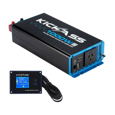 KickAss ProductsKickAss 12V to 240V Pure Sine Wave 1000W Inverter + Inverter Remote Display Bundle