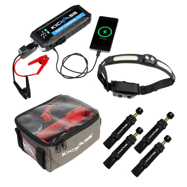 KickAss ProductsKickAss 1500A Jump Starter Bundle with 3 - in - 1 Head Torch, Canvas Storage Bag & Automatic Tyre DeflatorKAJS1500HTSBTD
