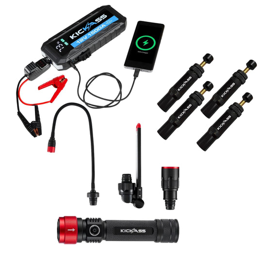 KickAss ProductsKickAss 1500A Jump Starter Bundle with 3 - in - 1 Torch & Automatic Tyre DeflatorKAJS1500TORCHDEF