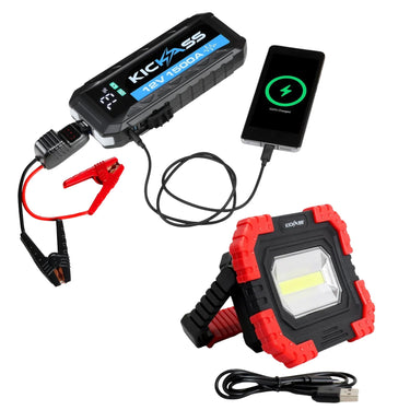 KickAss ProductsKickAss 1500A Jump Starter Power Bank and Rechargeable LED Work Light BundleKAJUMPSTART1500A - WORKLIGHT