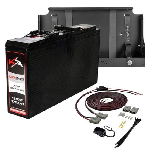 KickAss 12V 170Ah Slimline Deep Cycle AGM Dual Battery Kit with Tray & Wiring