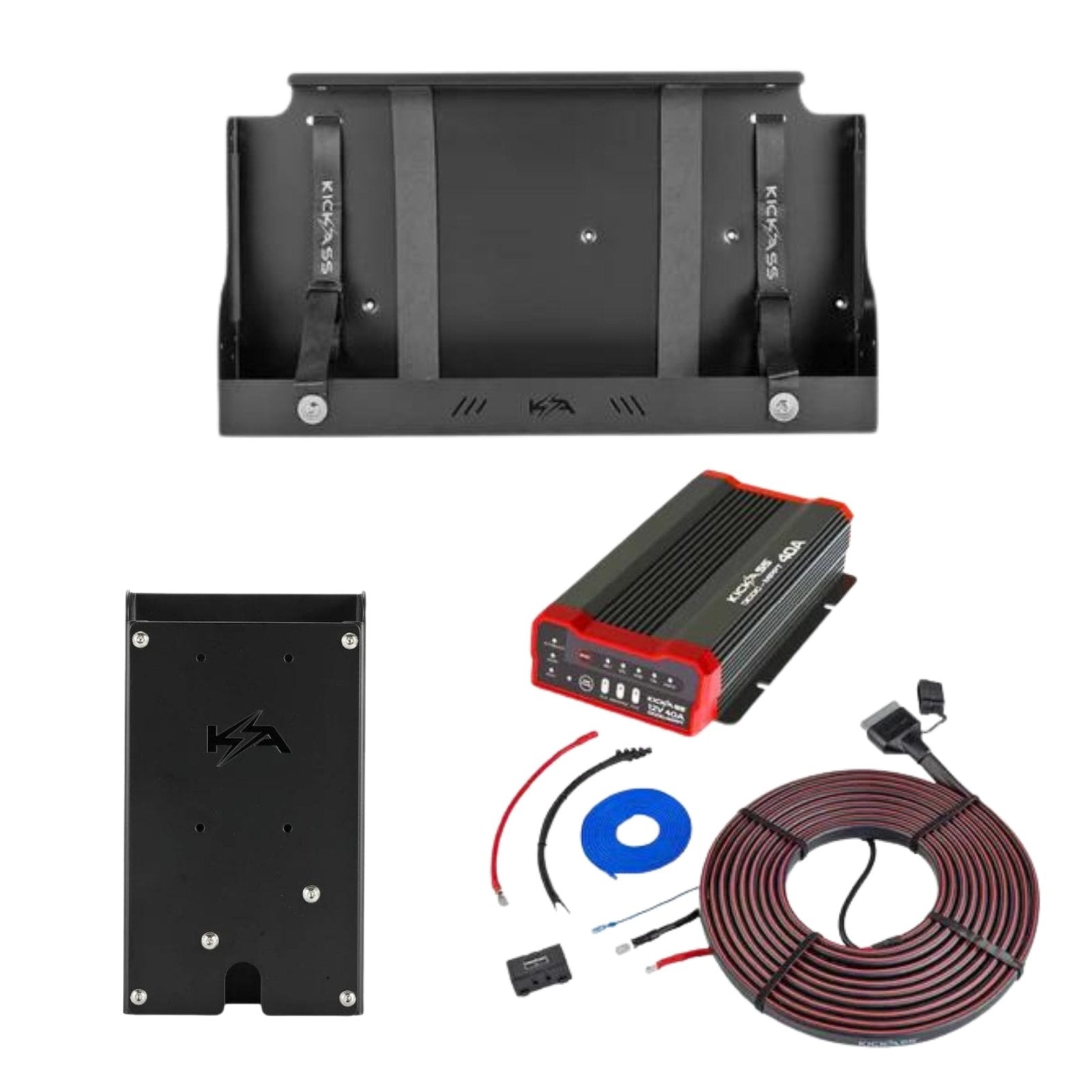 KickAss ProductsKickAss 170Ah Slimline Battery Tray + Accessory Panel + 40A DCDC Charger + Wiring Kit Bundle