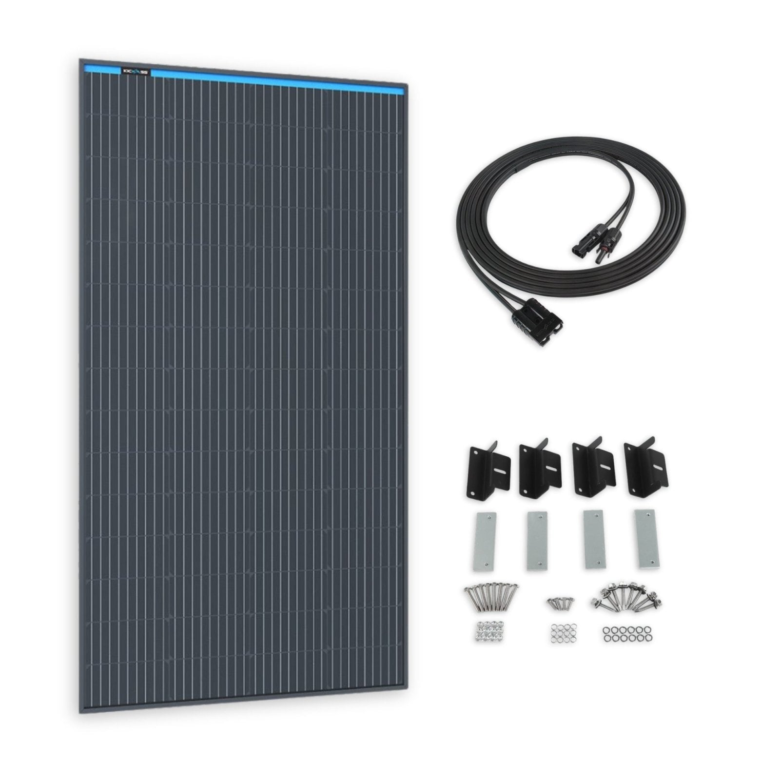 KickAss ProductsKickAss 170W Fixed Glass Solar Panel + Mounting Kit + 5M Extension Cable Bundle