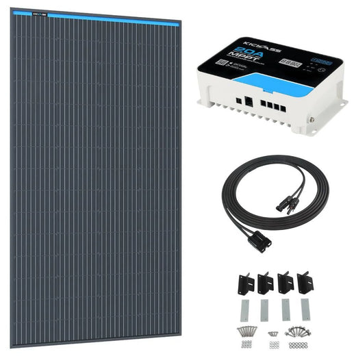 KickAss 170W Fixed Glass Solar Panel Bundle with 20A MPPT Solar Charge Controller & Extension Cable - 5m