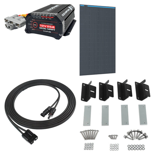 KickAss ProductsKickAss 170W Fixed Solar Panel Bundle with 25A DCDC Charger, Mounting Kit and Extension CableKA-SOLAR-COMPLETE-170W