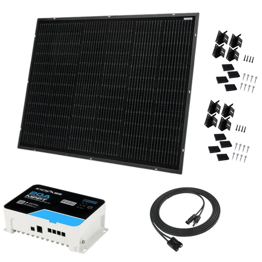 KickAss 170W Ultra Slim Fixed Glass Solar Panel Bundle with 20A MPPT Solar Charge Controller & Extension Cable - 5m