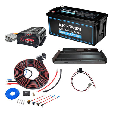 KickAss ProductsKickAss 200Ah Lithium Complete Dual Battery Kit with 40A DCDC Charger, Wiring Kit and TrayKABUNDLE01