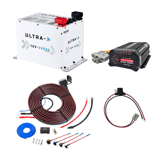 KickAss 230Ah Compact Arctic White Lithium Dual Battery Kit with 40A DCDC Charger and Wiring Kit