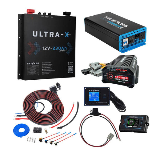 KickAss 230Ah Lithium Complete Dual Battery Kit with 2000W Inverter, DCDC Charger & Wiring Kit