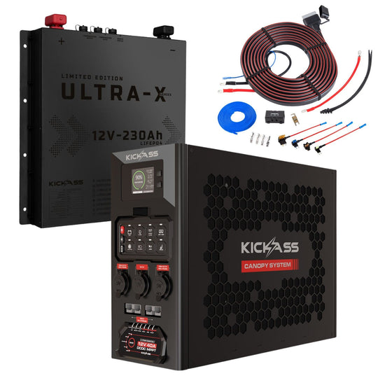 KickAss ProductsKickAss 230Ah Lithium Complete Dual Battery Kit with 40A DCDC Charger, Canopy Power System & Wiring KitBUNDLE-KA12230SLIMX-KA40A8WSCPSL-KAHDDBB
