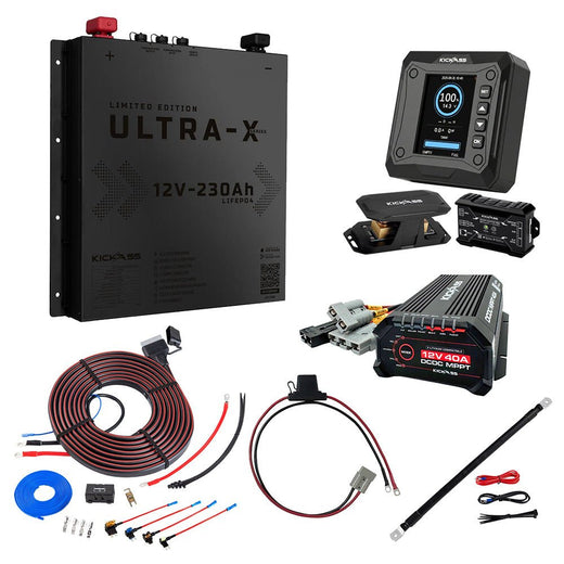 KickAss 230Ah Lithium Slimline Complete Dual Battery Kit with 40A DCDC Charger, Smart Shunt and Wiring - Black Edition