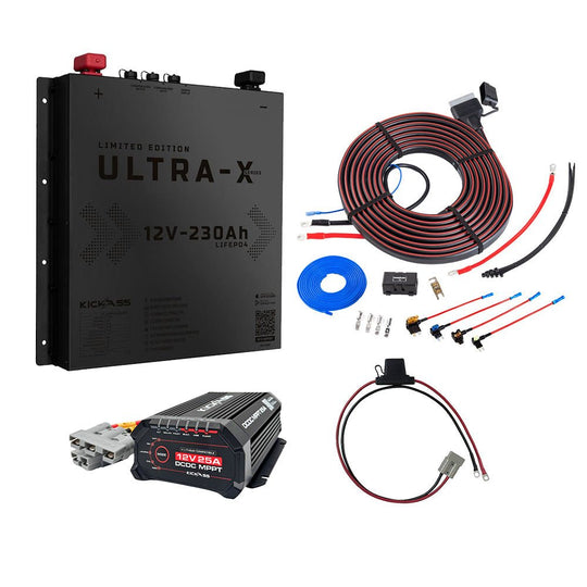 KickAss ProductsKickAss 230Ah Slimline Black Edition Lithium Dual Battery Kit with 40A DCDC Charger and Wiring KitKABUNDLE03