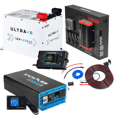 KickAss ProductsKickAss 230Ah Ultra - X Arctic White Lithium Battery Bundle with 2000W Inverter, Control Hub & Wiring KitKAX230WHTINVHUBKIT