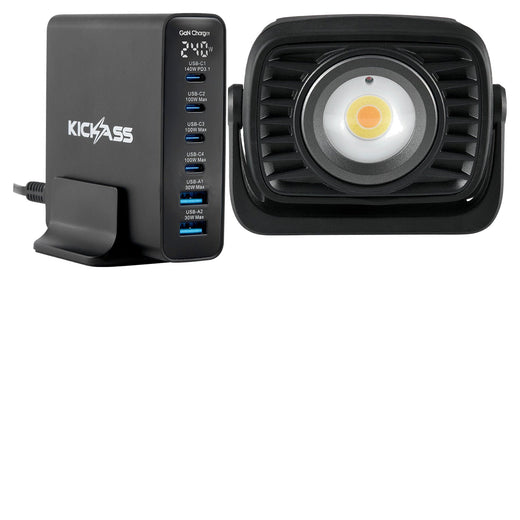 KickAss 240W GaN USB-C Charger + 1800 Lumen Magnetic Work Light Bundle