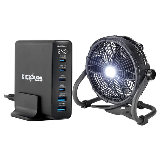 KickAss 240W GaN USB-C Charger + Brushless Mosquito Camping Fan Bundle