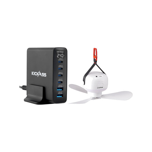 KickAss 240W GaN USB-C Charger + Portable Hanging Camping Fan Bundle