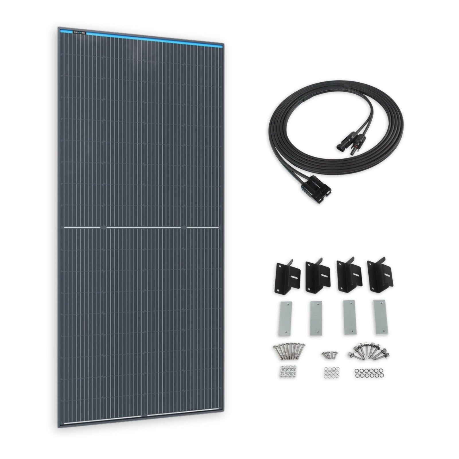 KickAss ProductsKickAss 250W Fixed Glass Solar Panel + Mounting Kit + 5M Extension Cable Bundle