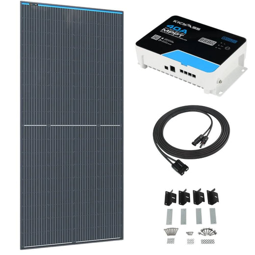 KickAss 250W Fixed Glass Solar Panel Bundle with 40A MPPT Solar Charge Controller & Extension Cable - 5m