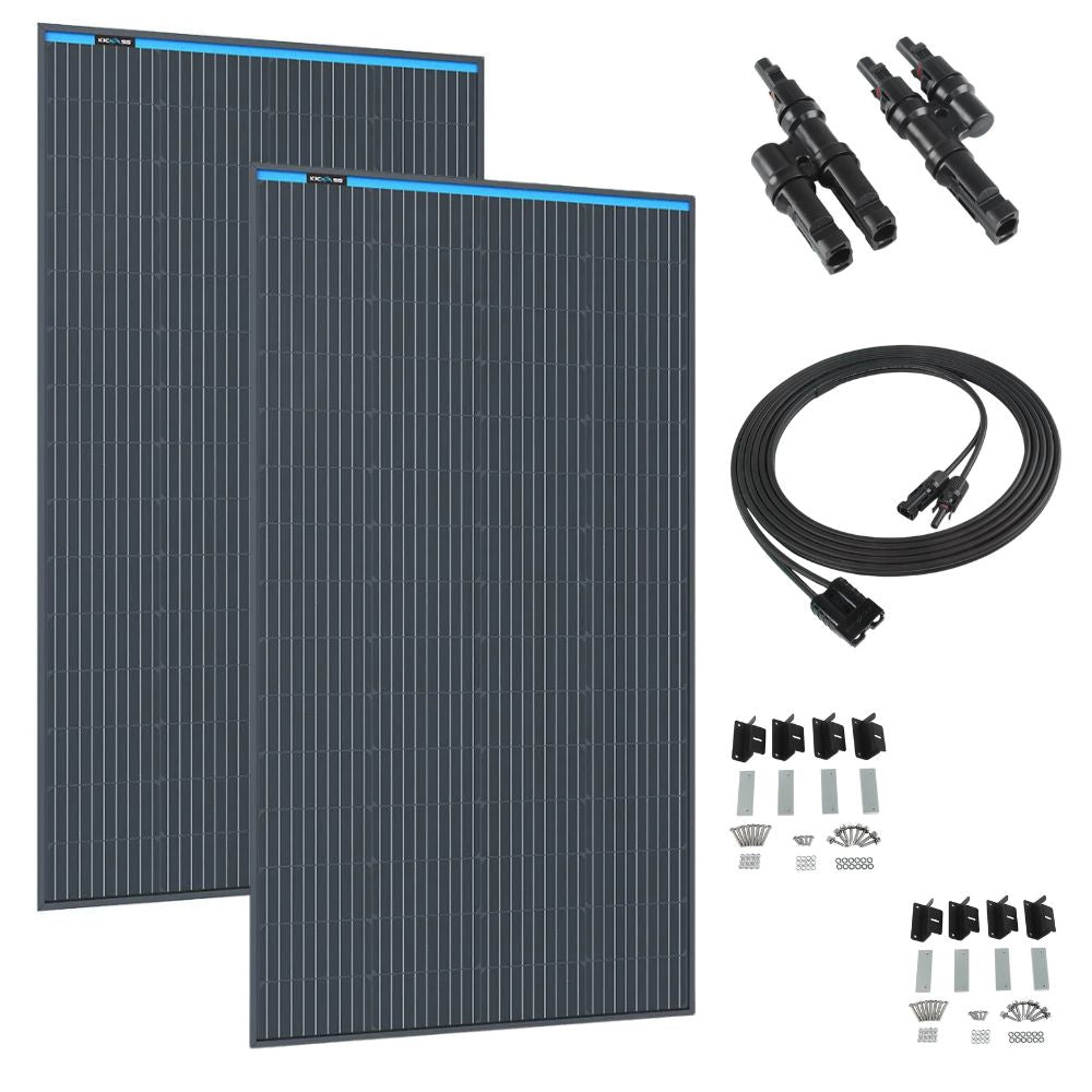 KickAss Twin 170W Solar Panel Bundle with Connectors, Mounting Kit & E ...