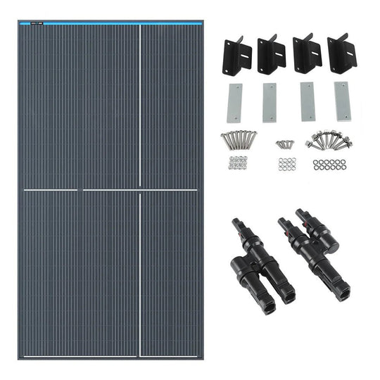KickAss ProductsKickAss 350W Fixed Glass Solar Panel Bundle with Mounting Kit & ConnectorKA350SOLARMOUNT2INCONN