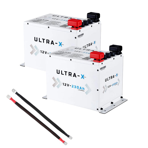 KickAss Twin Smart 12V 230Ah Ultra-X Lithium Compact Battery Bundle with Linking Cables - Arctic White, 460Ah Total Capacity