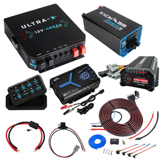 KickAss ProductsKickAss 460Ah Ultra - X Lithium Complete Dual Battery Kit with 3000W Inverter, 50A AC/DC Charger & 40A DCDC ChargerKA-460AHLIT-INV3000-CHG50-DCDC40-SP8