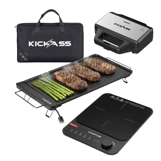 KickAss ProductsKickAss 50CM Portable Electric BBQ Bundle with Induction Cooker and Grill PressKA-EBBQ1400-INDCOOK2000-SWICHPRESS
