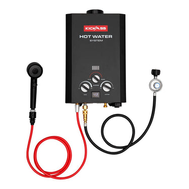 KickAss ProductsKickAss 6L Gas Hot Water System MKII Bundle with Shower Awning, Awning Base & 12V PumpKA-HWSGAS6L-TENT-BASE-PUMP