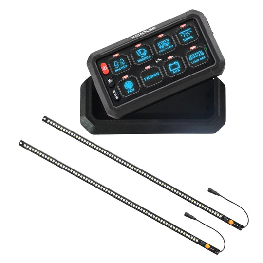 KickAss ProductsKickAss 8 Gang Wireless 12V Switch Panel + 2x Magnetic LED Light Strips Bundle - 60cmKASWITCH8PANEL2XLED60