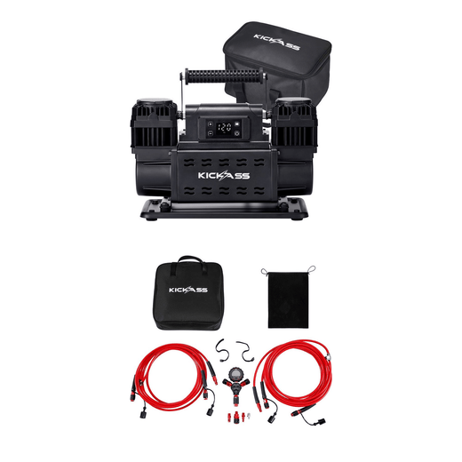 KickAss AirMaster II 12V Air Compressor + 4-Tyre System Bundle