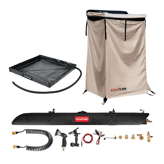 KickAss ProductsKickAss AquaBoss Rooftop 26L Bundle with Premium Shower Awning & BaseKA-AQBROOF26L-PREMSTENT-BASE