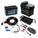 KickAss ProductsKickAss Battery Box with 25A DCDC Bundle with 120Ah Lithium Battery, Tray, Wiring Kit and 32A ChargerKABUNDLE08